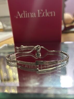 Adina Eden Silver Adjustable Bracelet in Three Designs NEW